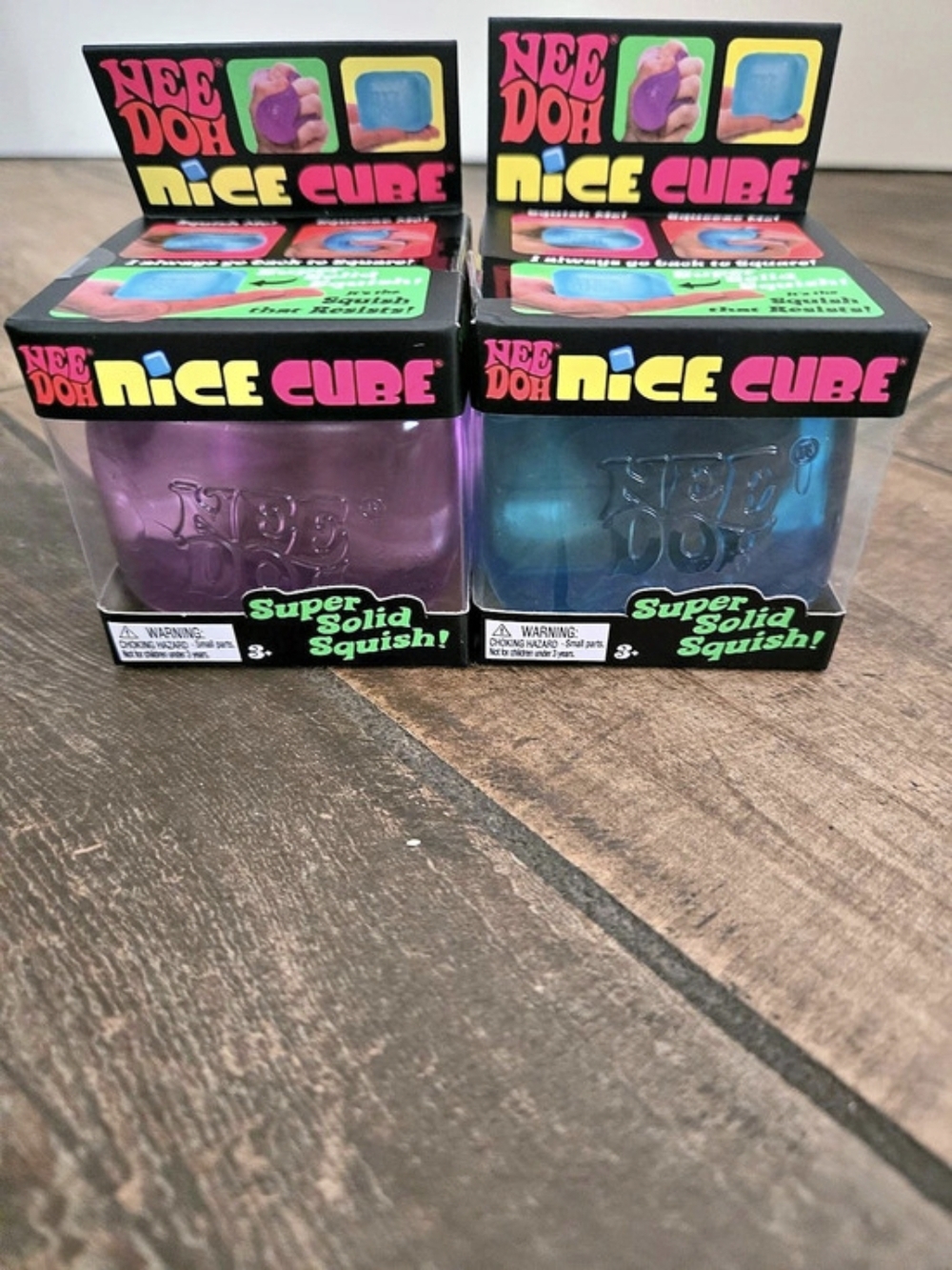 Nee Doh Nice Cube Super Solid Squish Toys Purple & Blue NWT